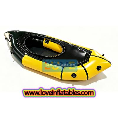 TPU-aufblasbares Reise-Packraft-Kajak mit weichem Sitz, leichtgewichtige Packrafts für Flachwasser-Rafting/Fahrrad-Driften/Litewater-Schlauchboot